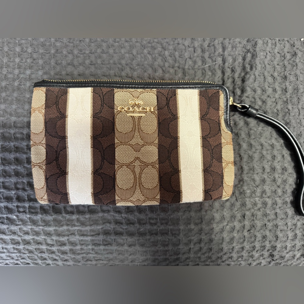 Coach Black Leather Pouch with Red Interior